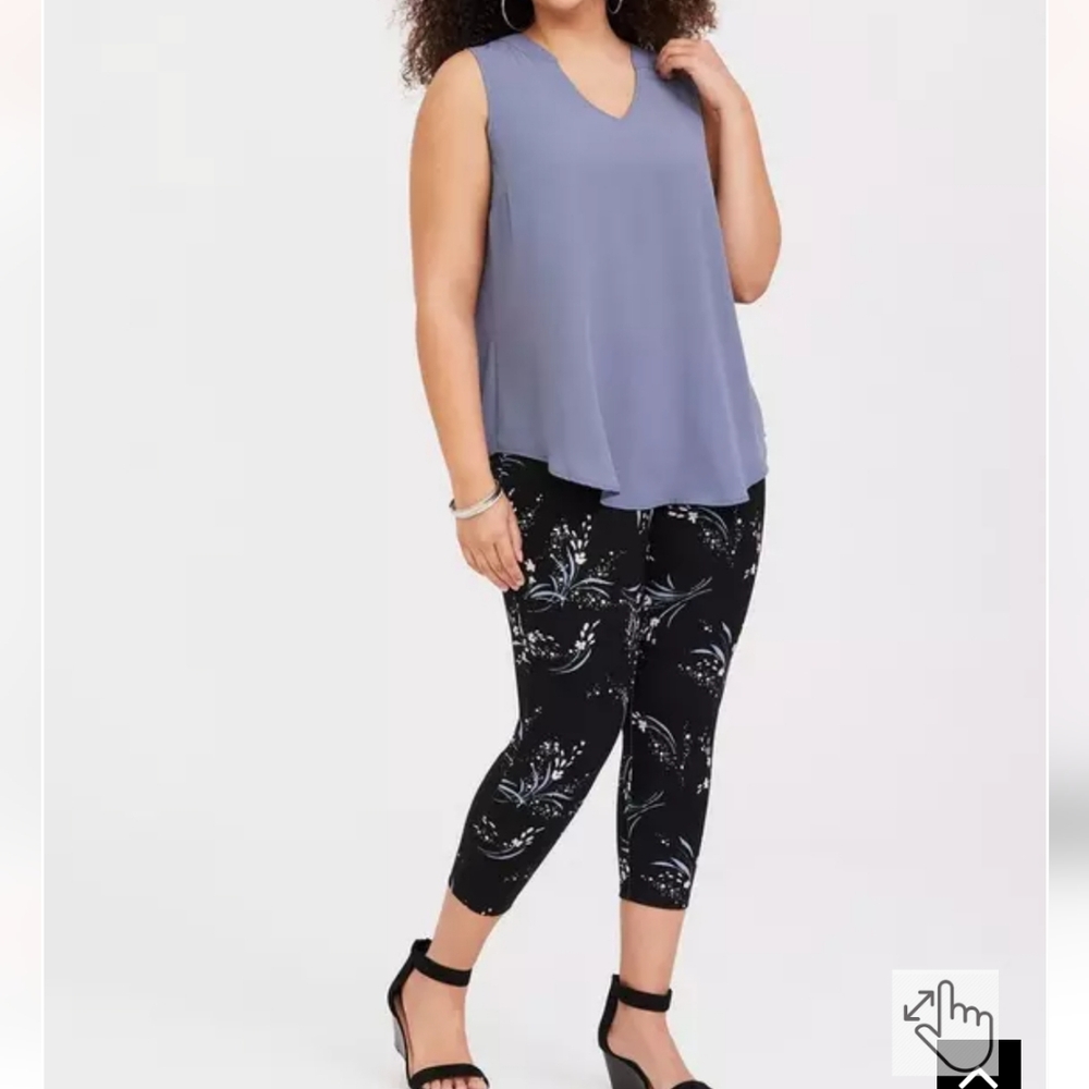 Torrid Studio Ponte Slim FIx Crop Pixie Pant - Black Floral - Picture 2 of 3